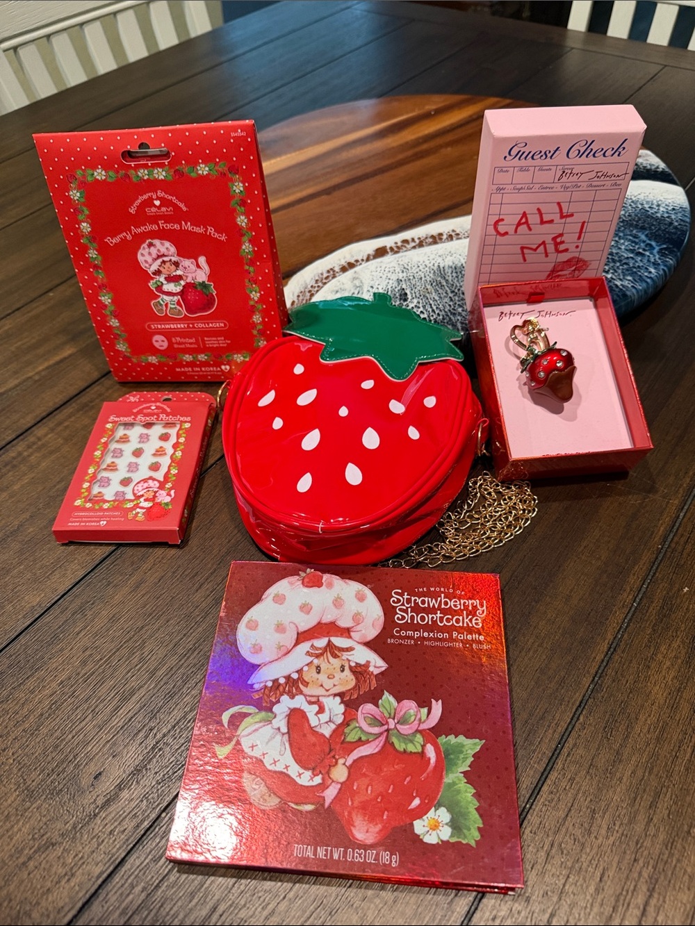Strawberry Bundle w/Betsey Johnson Red Strawberry Charm Keychain w/Gold Hardware